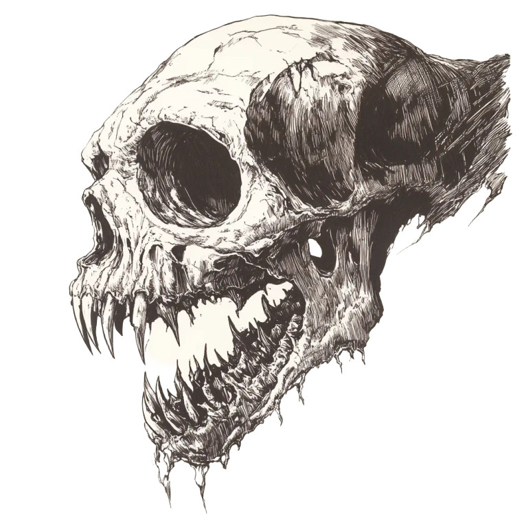 Creature Skull Drawing Vinyl Car Decal Sticker – Waterproof & UV-Resistant 8"