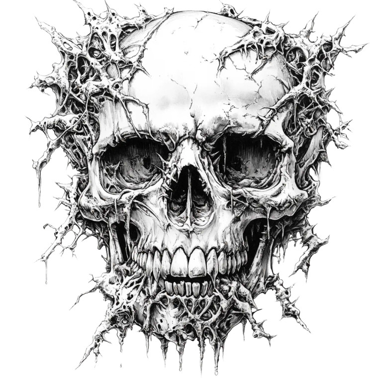 Menacing Metal Skull Vinyl Car Decal Sticker – Waterproof & UV-Resistant 8"