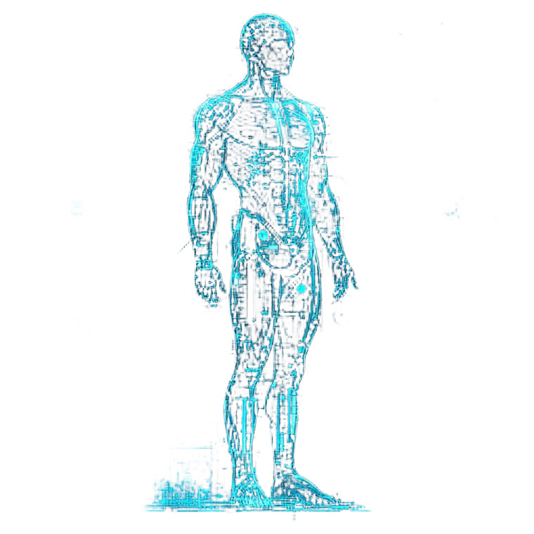 Futuristic Human Blueprint Vinyl Car Decal Sticker – Waterproof & UV-Resistant 8"