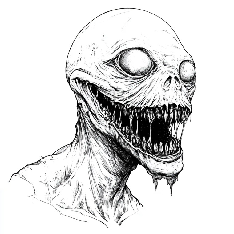 Toothy Humanoid Monster Vinyl Car Decal Sticker – Waterproof & UV-Resistant 8"