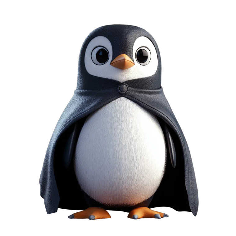 Cloaked Penguin Mascot Vinyl Car Decal Sticker – Waterproof & UV-Resistant 8"