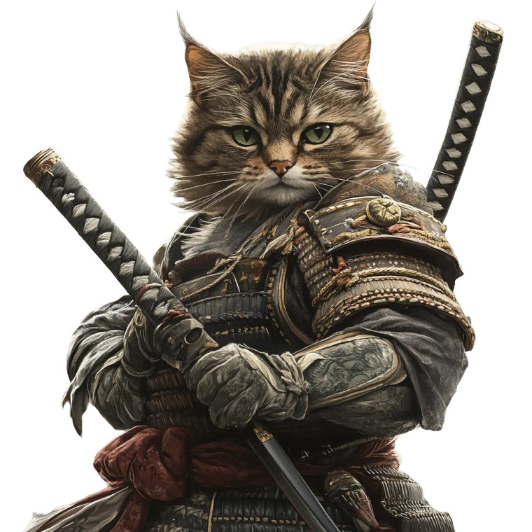 Samurai Cat V31 Vinyl Car Decal Sticker – Waterproof & UV-Resistant 8"