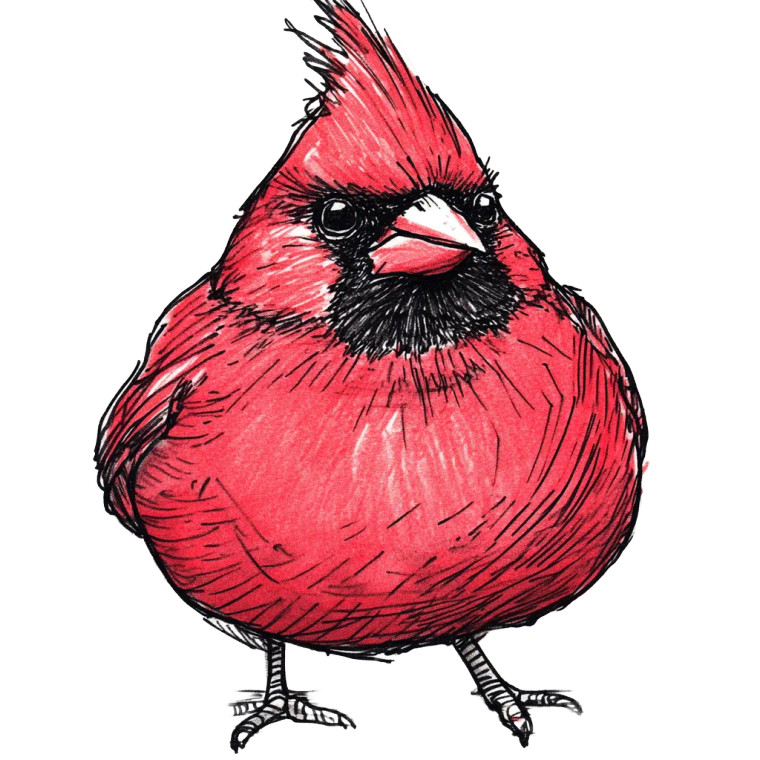 Fat Cardinal Sketch Vinyl Car Decal Sticker – Waterproof & UV-Resistant 8"