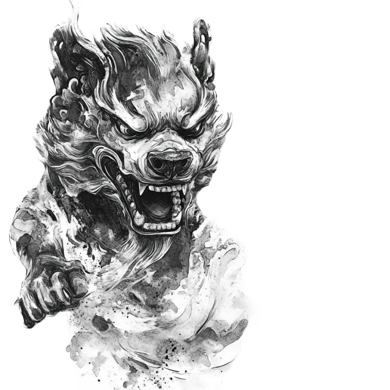 Abstract Foo Dog Vinyl Car Decal Sticker – Waterproof & UV-Resistant 8"