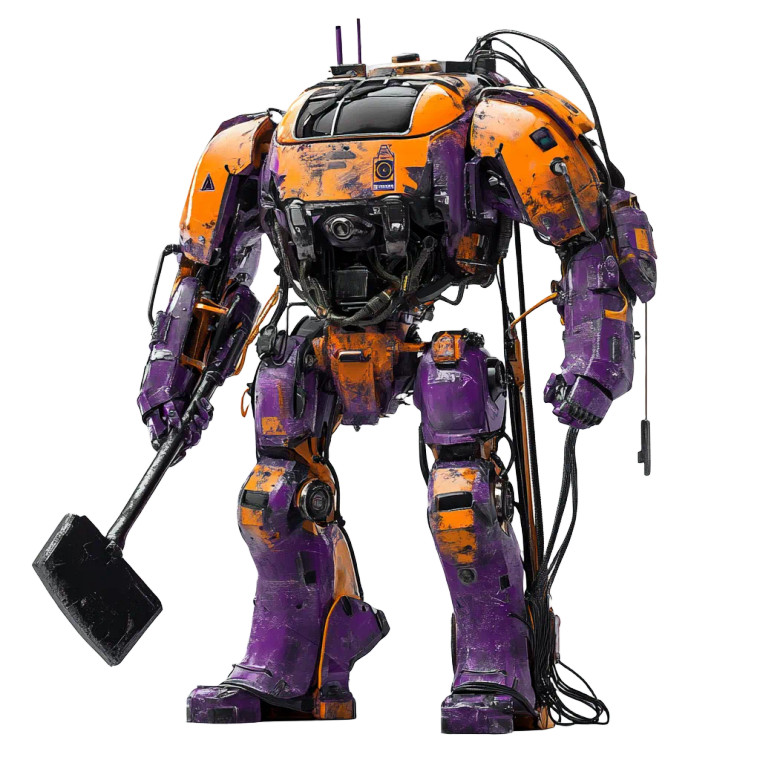 Purple Mecha Warrior Vinyl Car Decal Sticker – Waterproof & UV-Resistant 8"