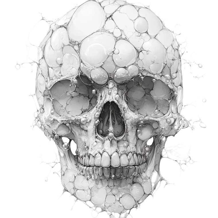 Bubble Skull Illustration Vinyl Car Decal Sticker – Waterproof & UV-Resistant 8"