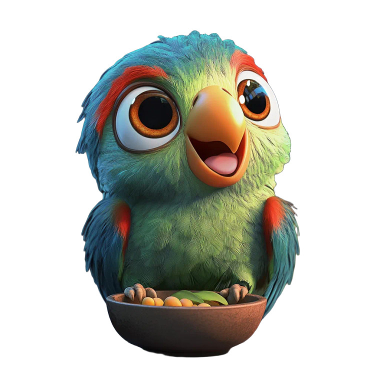 Cartoon Parrot Eating Vinyl Car Decal Sticker – Waterproof & UV-Resistant 8"