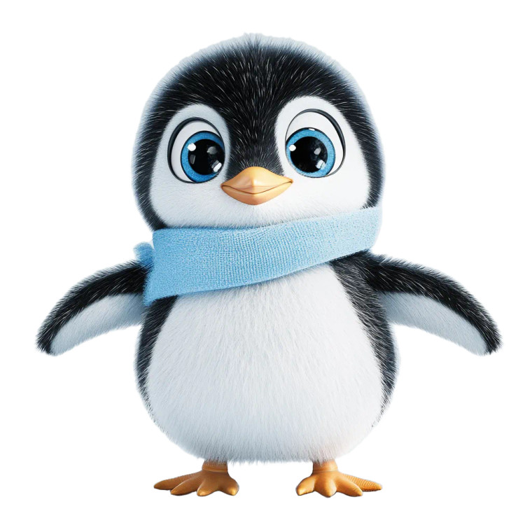 Fluffy Penguin Mascot Vinyl Car Decal Sticker – Waterproof & UV-Resistant 8"