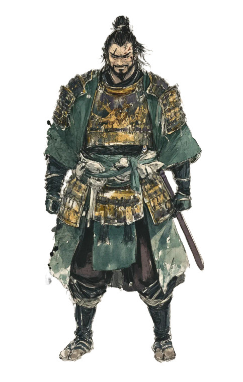 Smiling Shogun Sketch Vinyl Car Decal Sticker – Waterproof & UV-Resistant 8"