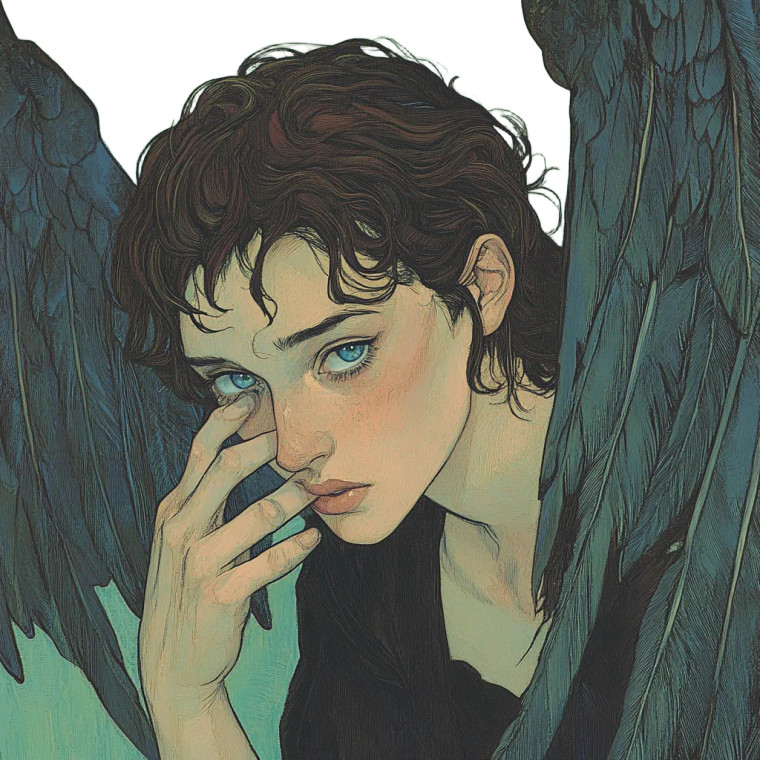 Androgynous Winged Portrait V2 Vinyl Car Decal Sticker – Waterproof & UV-Resistant 8"