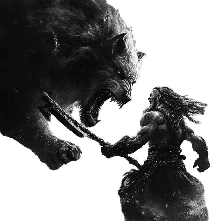 Fenrir Fighting Scene Vinyl Car Decal Sticker – Waterproof & UV-Resistant 8"