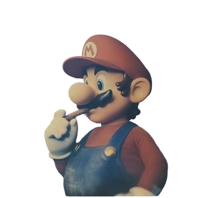 Mario Smoking Blunt Vinyl Car Decal Sticker – Waterproof & UV-Resistant 8"