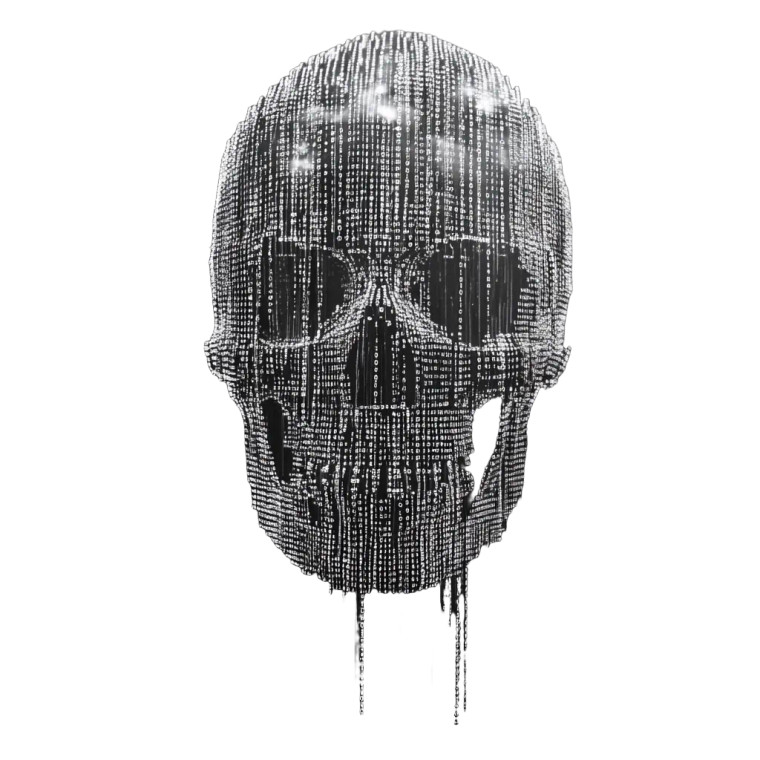 Binary Code Skull Vinyl Car Decal Sticker – Waterproof & UV-Resistant 8"