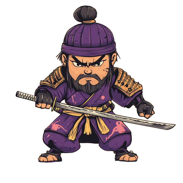 Purple Samurai V4 Vinyl Car Decal Sticker – Waterproof & UV-Resistant 8"