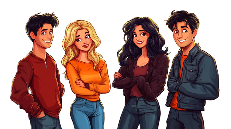 Cartoon Friends Sitcom Vinyl Car Decal Sticker – Waterproof & UV-Resistant 8"