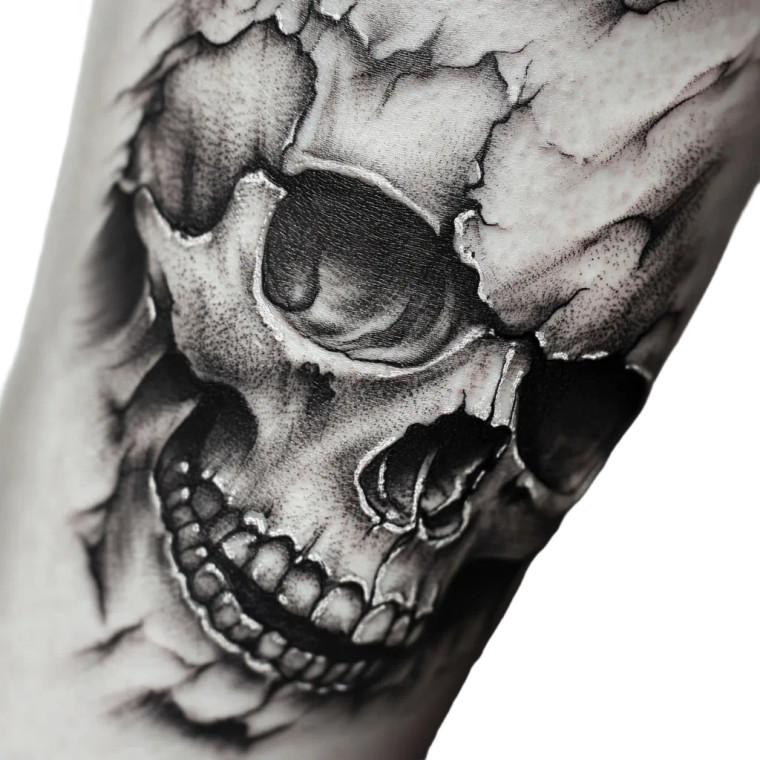 Realistic Skull Tattoo V2 Vinyl Car Decal Sticker – Waterproof & UV-Resistant 8"