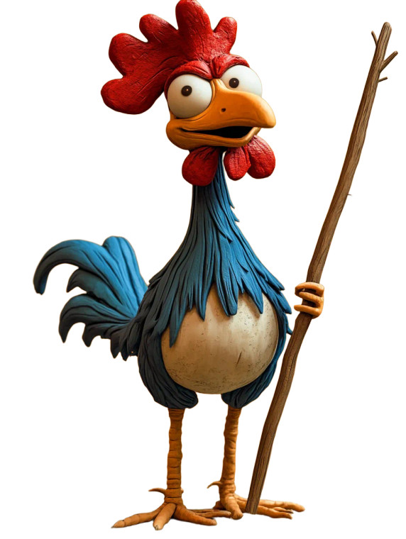 Claymation Rooster Character Vinyl Car Decal Sticker – Waterproof & UV-Resistant 8"