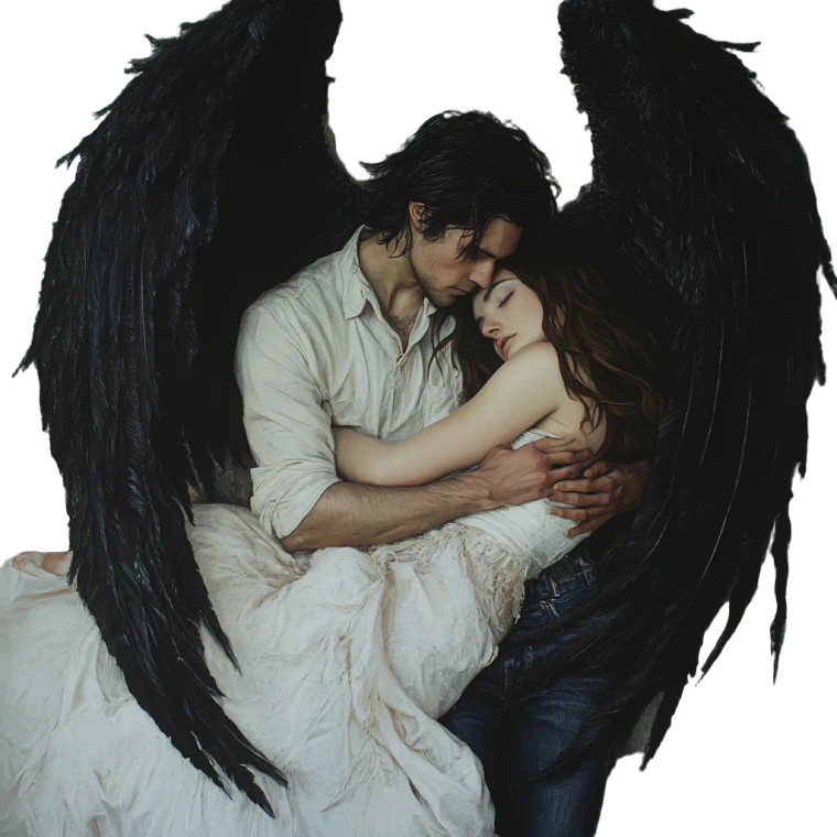 Dark Angel Embrace Vinyl Car Decal Sticker – Waterproof & UV-Resistant 8"