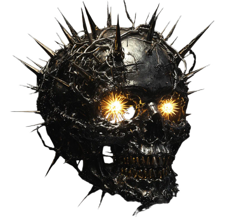 Metallic Thorned Skull Vinyl Car Decal Sticker – Waterproof & UV-Resistant 8"