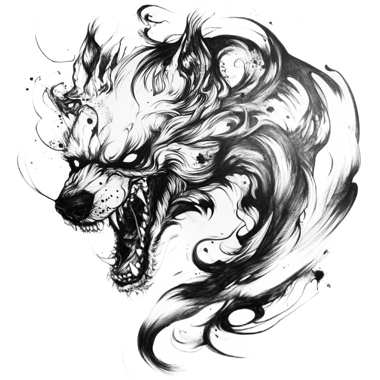 Fenrir Tattoo Design Vinyl Car Decal Sticker – Waterproof & UV-Resistant 8"
