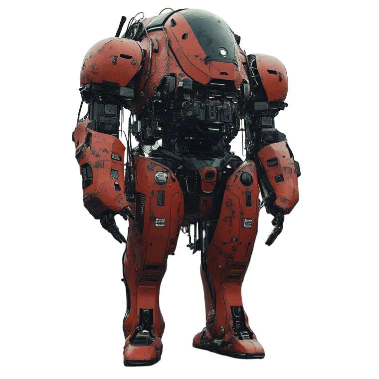 Red Mech Suit Vinyl Car Decal Sticker – Waterproof & UV-Resistant 8"