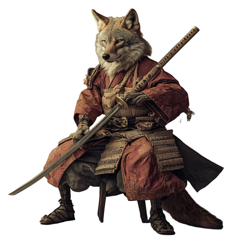 Samurai Coyote Vinyl Car Decal Sticker – Waterproof & UV-Resistant 8"