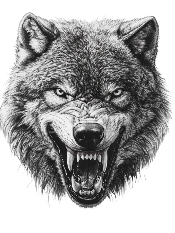 Wolf Fangs Drawing Vinyl Car Decal Sticker – Waterproof & UV-Resistant 8"
