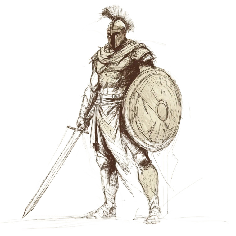 Ancient Soldier Sketch Vinyl Car Decal Sticker – Waterproof & UV-Resistant 8"