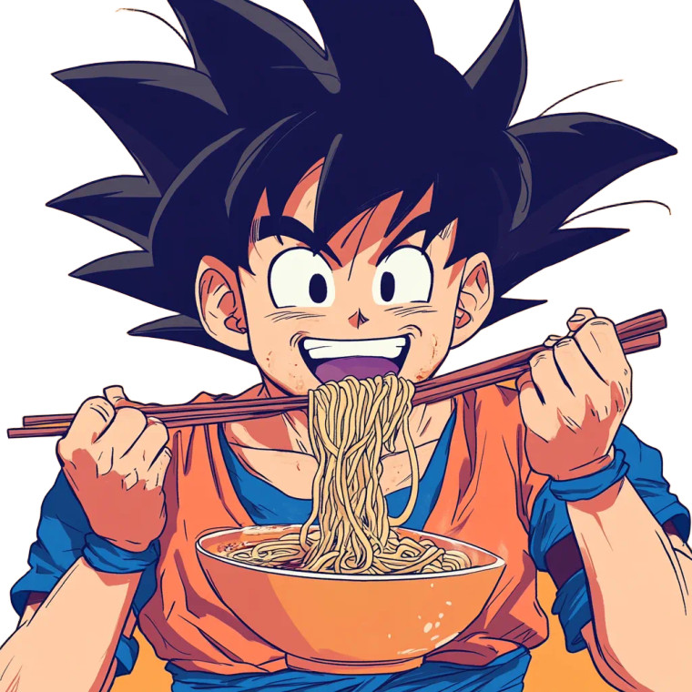 Goku Eating Ramen Vinyl Car Decal Sticker – Waterproof & UV-Resistant 8"