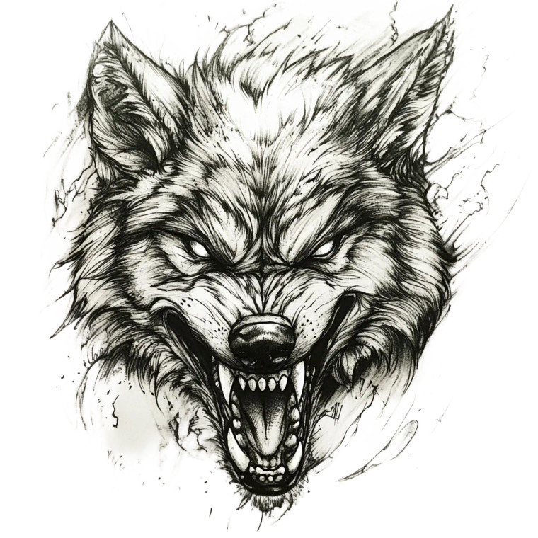 Angry Wolf Tattoo Vinyl Car Decal Sticker – Waterproof & UV-Resistant 8"