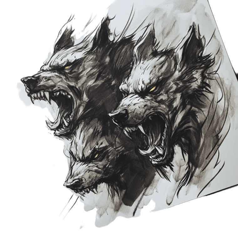 Sketch Of Cerberus Vinyl Car Decal Sticker – Waterproof & UV-Resistant 8"