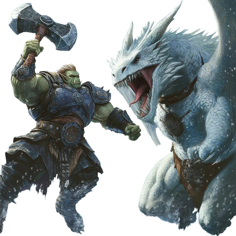 Orc Vs Frost Dragon Vinyl Car Decal Sticker – Waterproof & UV-Resistant 8"