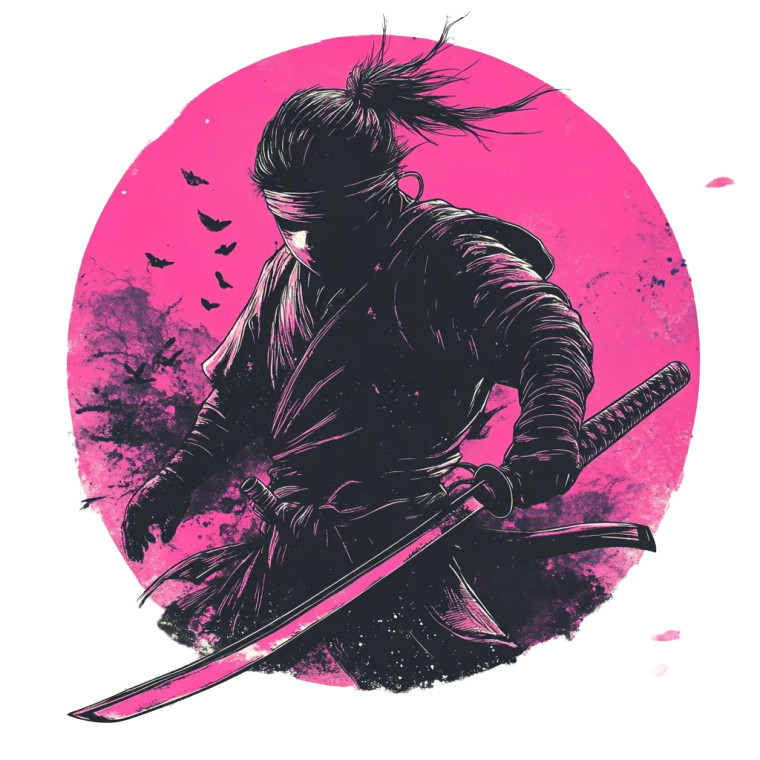 Ninja Katana Tote Vinyl Car Decal Sticker – Waterproof & UV-Resistant 8"