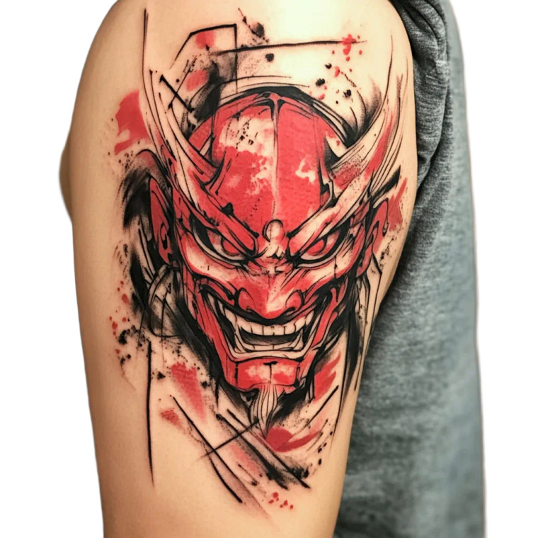 Red Demon Mask V2 Vinyl Car Decal Sticker – Waterproof & UV-Resistant 8"