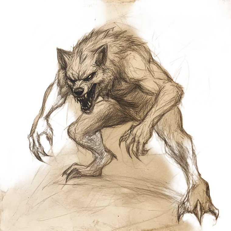 Attacking Werewolf Sketch Vinyl Car Decal Sticker – Waterproof & UV-Resistant 8"