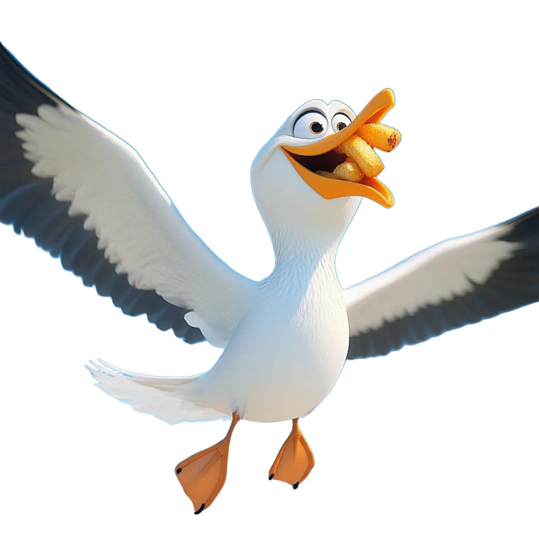 Cartoon Seagull Swooping Vinyl Car Decal Sticker – Waterproof & UV-Resistant 8"