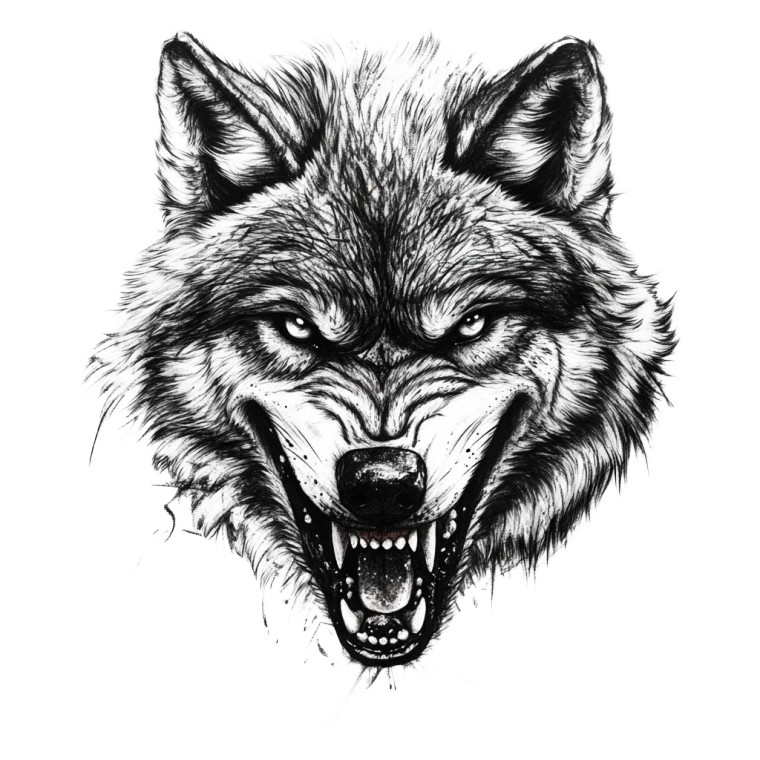 Angry Wolf Tattoo V2 Vinyl Car Decal Sticker – Waterproof & UV-Resistant 8"