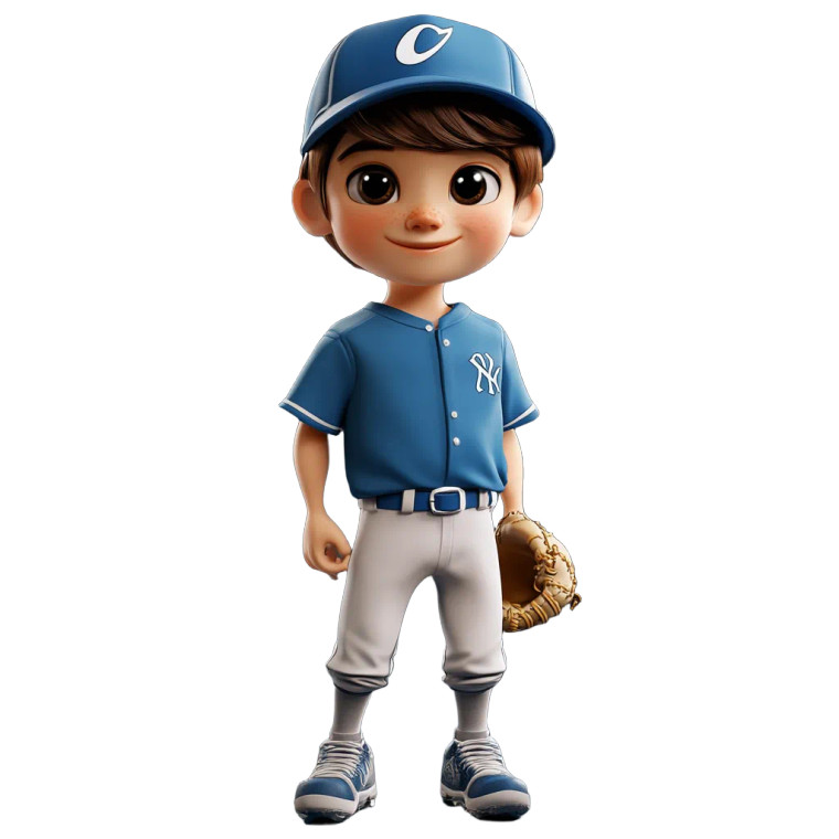 Cute Baseball Player Vinyl Car Decal Sticker – Waterproof & UV-Resistant 8"