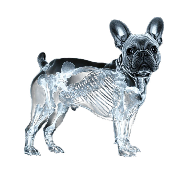 French Bulldog X-Ray Vinyl Car Decal Sticker – Waterproof & UV-Resistant 8"