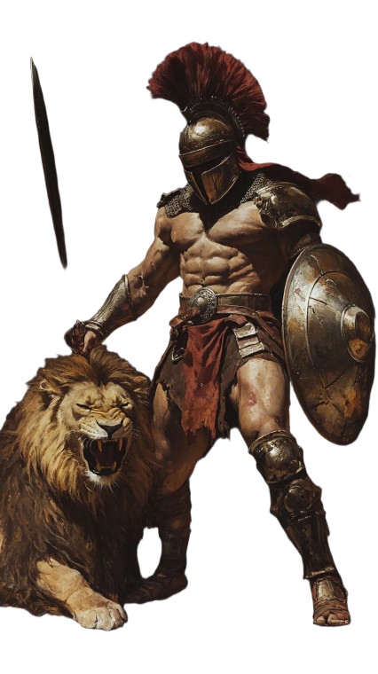 Gladiator Vs Lion Vinyl Car Decal Sticker – Waterproof & UV-Resistant 8"