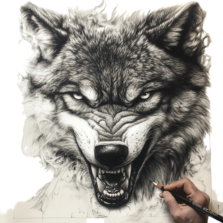 Aggressive Wolf Portrait V5 Vinyl Car Decal Sticker – Waterproof & UV-Resistant 8"