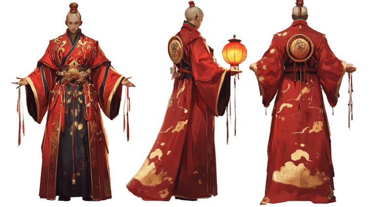 Chinese Robed Character Vinyl Car Decal Sticker – Waterproof & UV-Resistant 8"