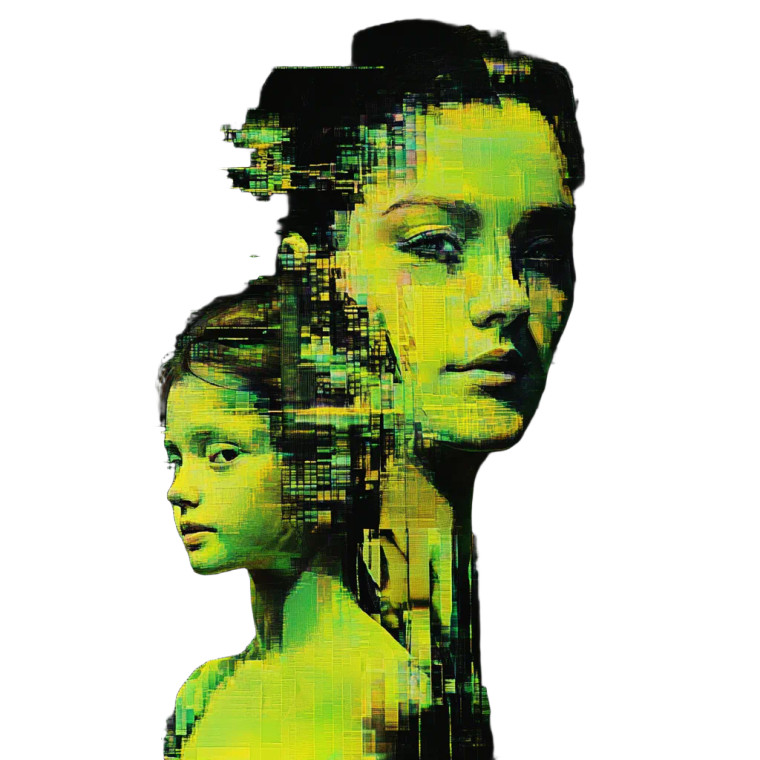 Glitch Art Family Vinyl Car Decal Sticker – Waterproof & UV-Resistant 8"