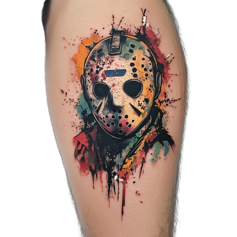 Jason Watercolor Tattoo Vinyl Car Decal Sticker – Waterproof & UV-Resistant 8"