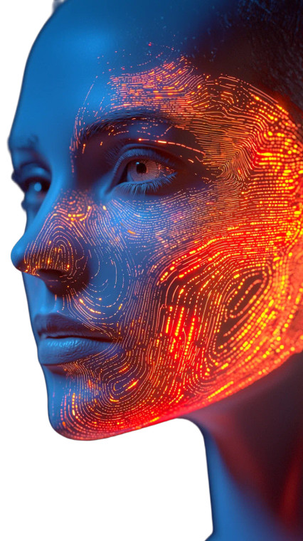 Futuristic Cybernetic Face Vinyl Car Decal Sticker – Waterproof & UV-Resistant 8"