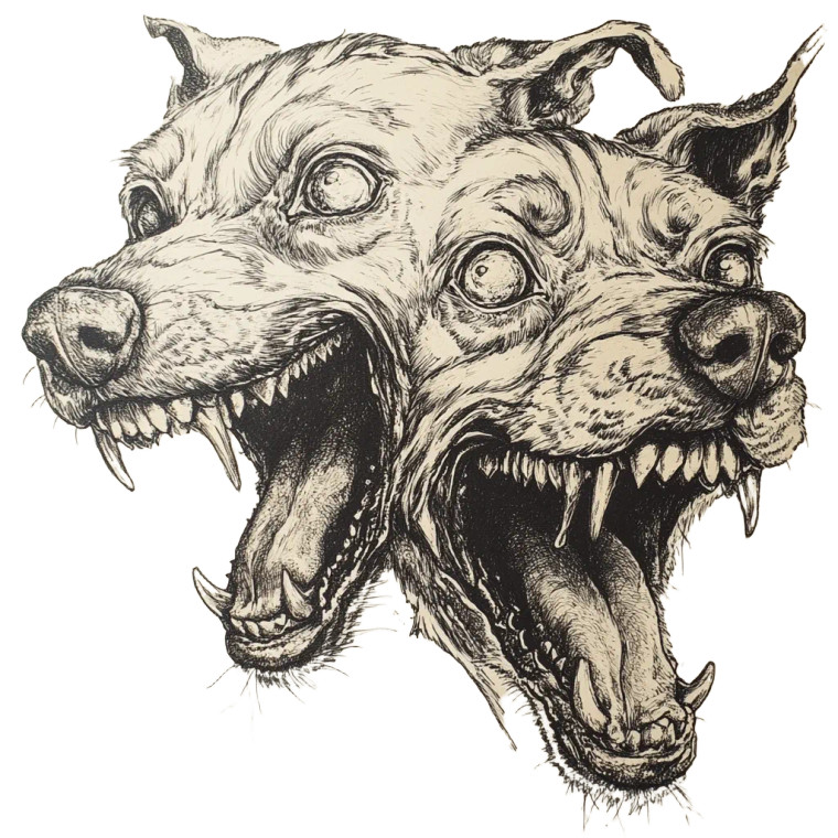 Two-Headed Dog Vinyl Car Decal Sticker – Waterproof & UV-Resistant 8"