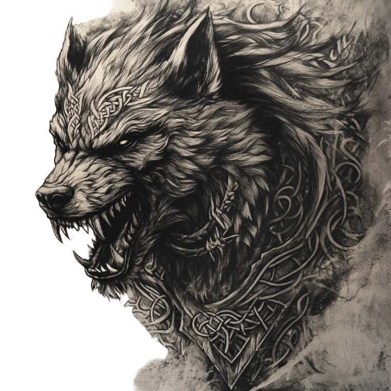 Viking Fenrir Tattoo Vinyl Car Decal Sticker – Waterproof & UV-Resistant 8"