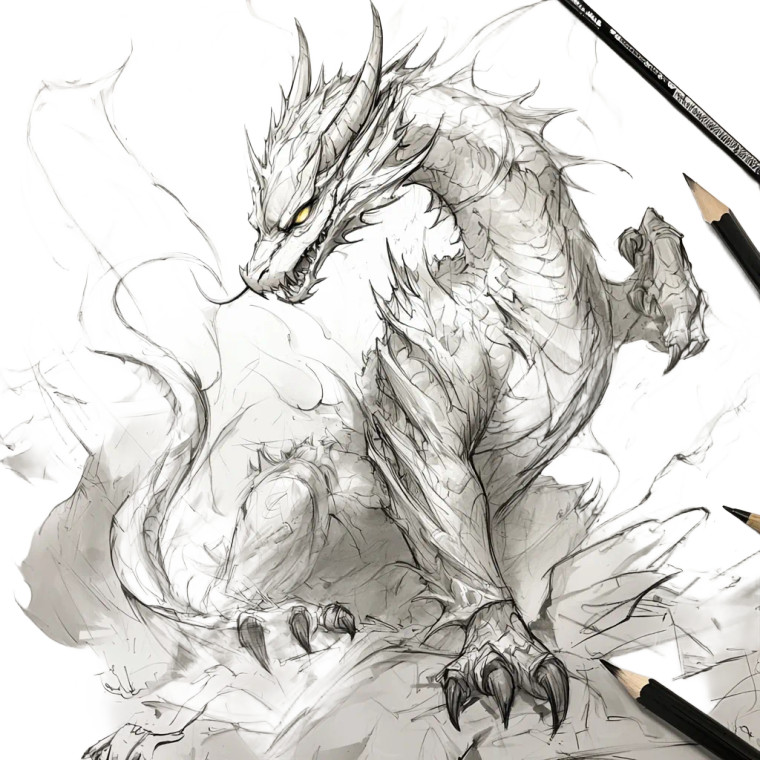 Ultrarealistic Dragon Sketch Vinyl Car Decal Sticker – Waterproof & UV-Resistant 8"
