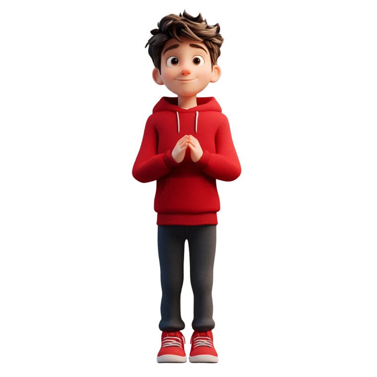 Red Hoodie Boy Vinyl Car Decal Sticker – Waterproof & UV-Resistant 8"