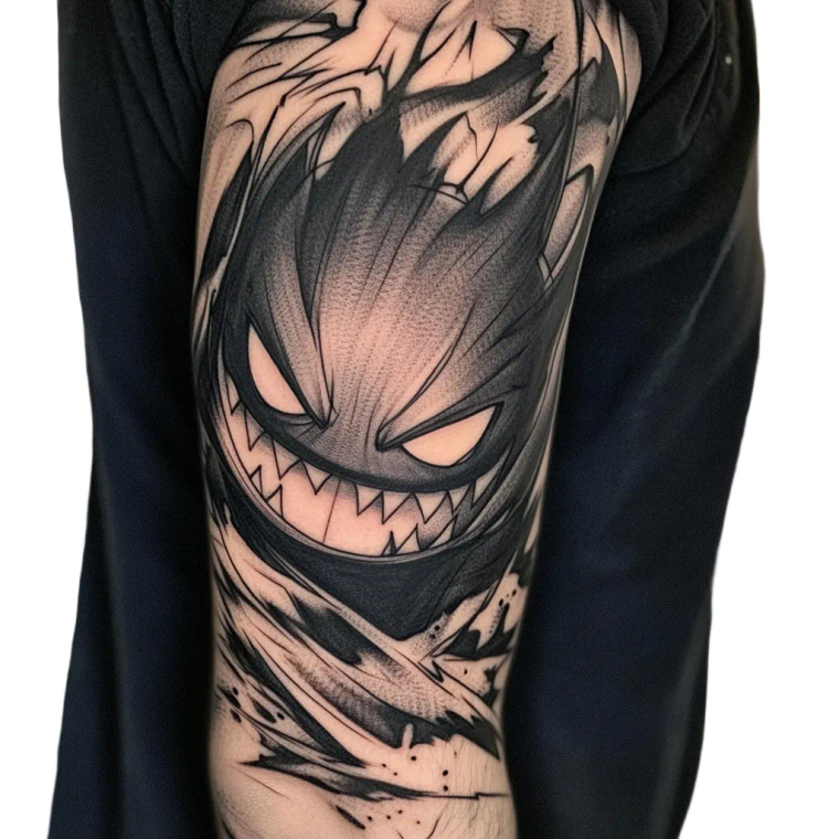 Gengar Tattoo Sleeve V2 Vinyl Car Decal Sticker – Waterproof & UV-Resistant 8"